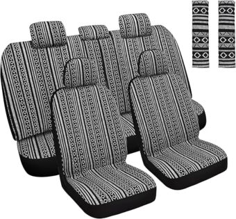 Baja Saddle Blanket Car Seat Covers Full Set with Seat Belt Pads, Washable Breathable Seat Covers for Cars, Universal Fit Interior Covers for Most Cars, Airbag Compatible,...