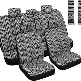 Baja Saddle Blanket Car Seat Covers Full Set with Seat Belt Pads, Washable Breathable Seat Covers for Cars, Universal Fit Interior Covers for Most Cars, Airbag Compatible,...