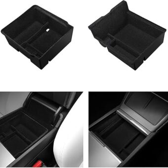 BASENOR 2024 Upgraded 2PCS 2024 Tesla Model 3 Center Console Organizer Armrest Storage Box Organizer Interior Accessories for Model 3 Highland Interior Accessories