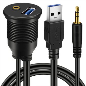 BATIGE USB 3.0 & 3.5mm Car Mount Flush Cable, 3ft