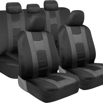 BDK carXS Charcoal Gray Two-Tone Car Seat Covers with Matching Back Seat Cover, Made to Fit Most Auto Truck Van SUV, Interior Car Accessories Full Set