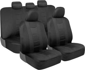 BDK carXS Seat Covers for Cars, Black Two-Tone with Matching Back Seat Cover, Made to Fit Most Auto Truck Van SUV, Interior Car Accessories, Full Set