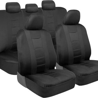 BDK carXS Seat Covers for Cars, Black Two-Tone with Matching Back Seat Cover, Made to Fit Most Auto Truck Van SUV, Interior Car Accessories, Full Set