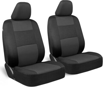 BDK PolyPro Car Seat Covers Front Set in Charcoal on Black – 2 Front Seat Covers for Cars, Easy to Install Car Seat Cover Set, Car Accessories for Auto Trucks Van SUV