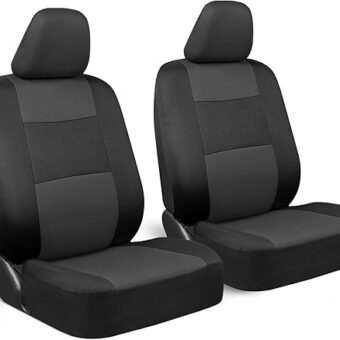 BDK PolyPro Car Seat Covers Front Set in Charcoal on Black – 2 Front Seat Covers for Cars, Easy to Install Car Seat Cover Set, Car Accessories for Auto Trucks Van SUV