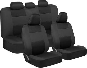 BDK PolyPro Car Seat Covers Full Set in Reverse Charcoal – Front and Rear Split Bench Seat Covers for Cars, Easy to Install, Accessories for Auto Trucks Van SUV