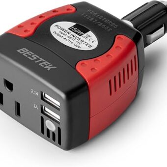 BESTEK 150W Power Inverter 12V to 110V Voltage Converter Car Charger Power Adapter with 3.1A Dual USB Charging Ports