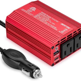 BESTEK 300W Car Power Inverter - DC 12V to 110V AC Converter, Fast Car Charger Adapter with 30W USB-C/18W Quick Charge/Dual 110V AC Outlet, Car Plug Adapter Outlet for Laptop