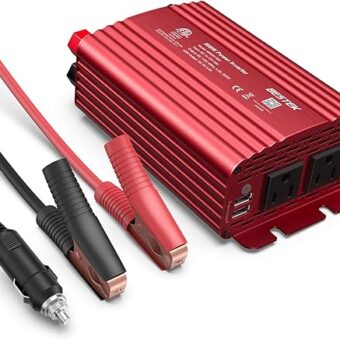 BESTEK 500W Power Inverter DC 12V to 110V AC Converter with Alligator Battery Clamp 4.8A Dual USB Car Charger ETL Listed