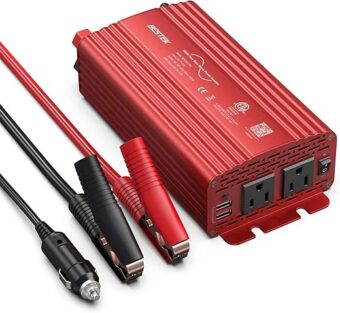 BESTEK 500W Pure Sine Wave Power Inverter DC 12V to AC(2 Outlets) 110V Car Charger Plug Inverter Adapter Converter with 4.2A Dual USB Charging Ports, ETL Listed