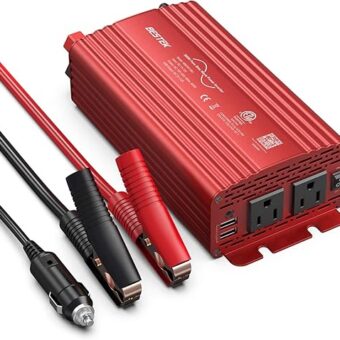 BESTEK 500W Pure Sine Wave Power Inverter DC 12V to AC(2 Outlets) 110V Car Charger Plug Inverter Adapter Converter with 4.2A Dual USB Charging Ports, ETL Listed