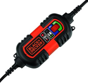 BLACK+DECKER BM3B Fully Automatic 6V/12V Battery Charger/Maintainer with Cable Clamps and O-Ring Terminals, Multi, 1.5 Amp