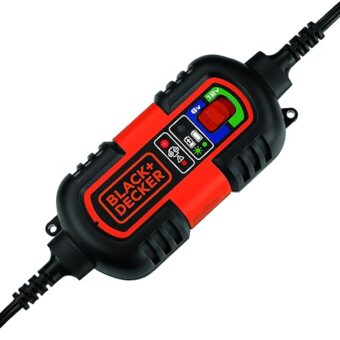 BLACK+DECKER BM3B Fully Automatic 6V/12V Battery Charger/Maintainer with Cable Clamps and O-Ring Terminals, Multi, 1.5 Amp