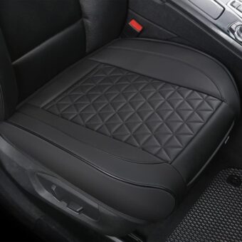 Black Panther 1 Pair Luxury Faux Leather Car Seat Covers Front Bottom Seat Cushion Covers, Anti-slip and Wrap Around The Bottom, Fit 95% of Vehicles - Black