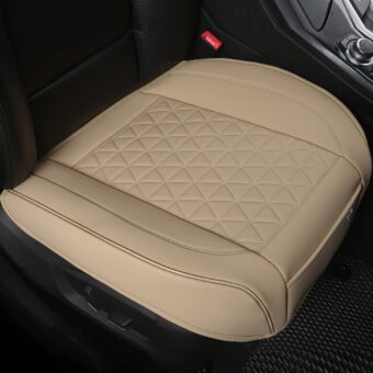 Black Panther 1 Pair Luxury Faux Leather Car Seat Covers Front Bottom Seat Cushion Covers, Anti-slip and Wrap Around The Bottom, Fit 95% of Vehicles - Beige