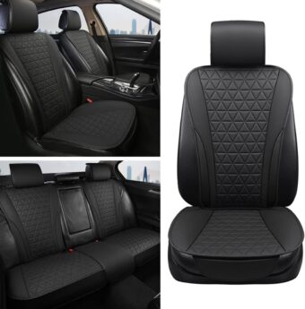 Black Panther Car Seat Covers - Full Set Leather Seat Covers, Waterproof Seat Protectors Universal Fit for 95% of Vehicle models - Black