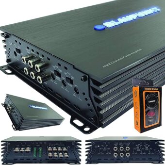 Blaupunkt AMP1404 Car Audio 4-Channel Amp Amplifier 1500 Watts Max Peak Power with Gravity Magnet Phone Holder Bundle