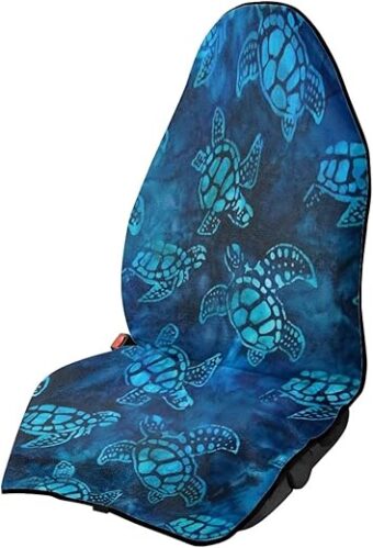 Blue Sea Turtle Car Seat Cover Protector Front Seats Only,Waterproof Towel Seat Cover for Trucks SUV Van,Car Seat Towel Cover After Gym Yoga,Turtle Car Accessories for Women Men