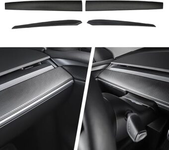 BMZX for Tesla Model Y 3 Dashboard Cover Carbon Fibber Dash and Interior Front Door Trim Wrap Compatible Model 3 2021-2023 fit for Model Y 2019-2024 Accessories Protector Covers...