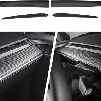 BMZX for Tesla Model Y 3 Dashboard Cover Carbon Fibber Dash and Interior Front Door Trim Wrap Compatible Model 3 2021-2023 fit for Model Y 2019-2024 Accessories Protector Covers...