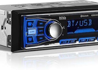 BOSS Audio Systems 611UAB Car Stereo System - Single Din, Bluetooth Audio and Calling Head Unit, Aux Input, USB, Mechless, No CD DVD Player, AM/FM Radio Receiver