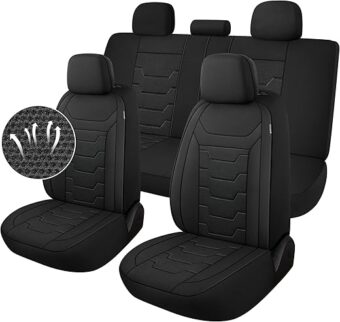 Breathable Car Seat Covers Full Seats,3D Air Mesh Cloth Seat Covers for Cars, Split Bench Compatible Car Interior Covers, Universal Fit Most Car Sedan Truck SUV(Black)