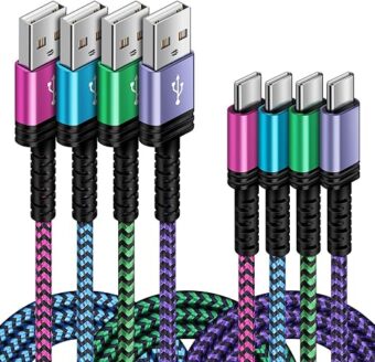 C Charger Cable Fast Charging Phone Android Power Cord 4 Compatible for Samsung Galaxy S24+ S23 Ultra S22 Plus Note 21/20 Ultra, S21+/S20 Plus/S21 S20 FE/S10 Plus/S9...