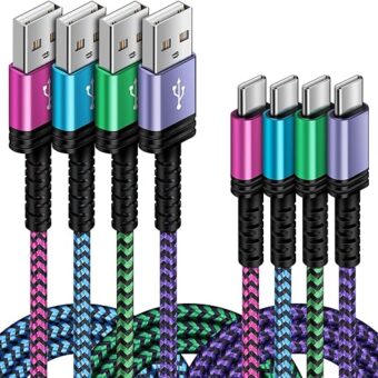 C Charger Cable Fast Charging Phone Android Power Cord 4 Compatible for Samsung Galaxy S24+ S23 Ultra S22 Plus Note 21/20 Ultra, S21+/S20 Plus/S21 S20 FE/S10 Plus/S9...