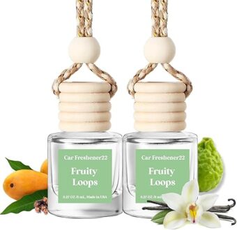 Car Air Freshener Hanging, Fruit Loops Fragrance Oil Air Diffuser for Car, Long Lasting Car Air Fresheners, Made in USA (2 Pack)