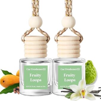 Car Air Freshener Hanging, Fruit Loops Fragrance Oil Air Diffuser for Car, Long Lasting Car Air Fresheners, Made in USA (2 Pack)