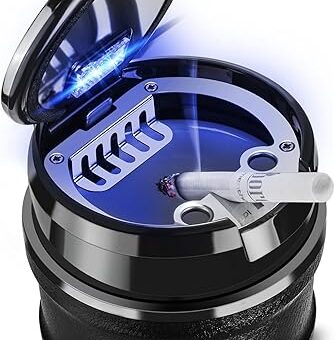 Car Ashtray with Lid Easy Clean Up Detachable Auto Ashtray LED for Most Car/Air Vent Cup Holder Home Office