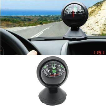 Car Compass Ball, Dash Mount Adjustable Compass Ball with Bottom Stick, Navigation Hiking Direction Pointing Guide Ball for Marine Boat Truck Caravan Outdoor, Universal Car...