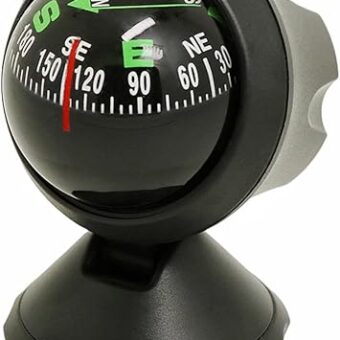 Car Compass Ball with Bottom Stick, Mini Automotive Compass Ball, Dashboard Compass Adjustable with Adhesive Tape Universal Compass for Car Boat Truck