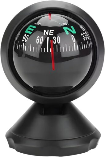 Car Compass, Vehicle Compass Ball with Bottom Stick, Dash Mount Adjustible Auto Interior Accessories for Navigation Hiking Direction Guidance, Universal for SUV, Truck, RV