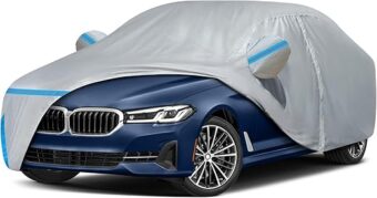 Car Cover for 2007-2024 BMW 5 Series 528i 530i 535i 540i M5 M550i M550, Waterproof Custom-fit All Weather Sun Rain UV Dust Snow Protection Outdoor Car Cover with Zipper Door and...