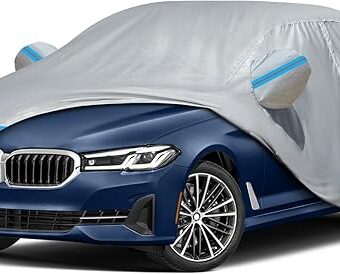 Car Cover for 2007-2024 BMW 5 Series 528i 530i 535i 540i M5 M550i M550, Waterproof Custom-fit All Weather Sun Rain UV Dust Snow Protection Outdoor Car Cover with Zipper Door and...