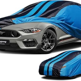 Car Cover Waterproof Custom Fit Ford Mustang（1993-2024）, Full Exterior Cover for Automobiles Lightweight Resistant Outdoor Sun UV Rain Dust Snow Wind Protection.