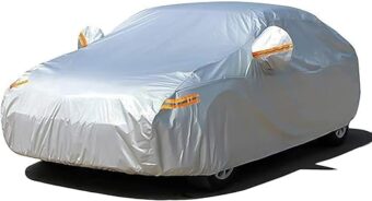 Car Cover with Zipper, 2 Layer Full Car Covers Waterproof/UV Protection/Snowproof/Dustproof, Universal Car Cover (Fit Sedan-Length Up to 200")