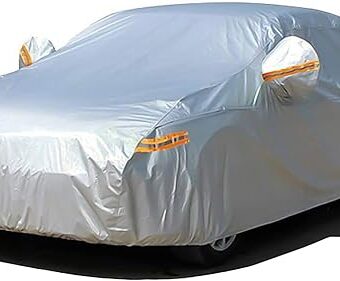 Car Cover with Zipper, 2 Layer Full Car Covers Waterproof/UV Protection/Snowproof/Dustproof, Universal Car Cover (Fit Sedan-Length Up to 200")