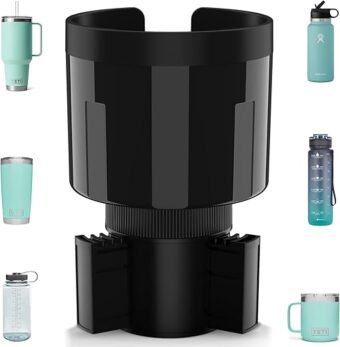 Car Cup Holder Expander Adapter with Offset Base, Cup Holder Extender for Car Compatible with Yeti 14/24/36oz, Hydro Flasks 32/40oz, Other Large Water Bottles and Mugs in 3.2"-4.0"