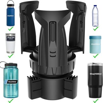 Car Cup Holder Expander, Automatic Large Water Bottles Holder for Yeti, Hydro Flask, Nalgene, Stanley, Owala 28/32/45/50 oz Travel Tumbler & Coffee Mug, Adjustable Arms & Base...