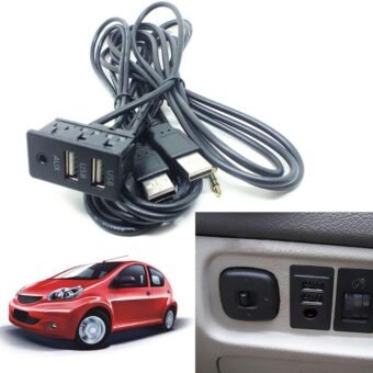 Car Dash Flush Mount AUX USB Port 1.5M Panel Dual USB Extension Cable Adapter