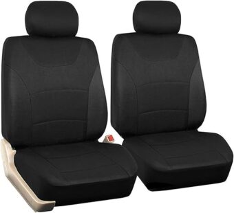 Car Front Seat Covers, Black Universal Fit Seat Covers for Sedan, Truck, SUV 1 Pair of Cloth Bucket Seat Covers