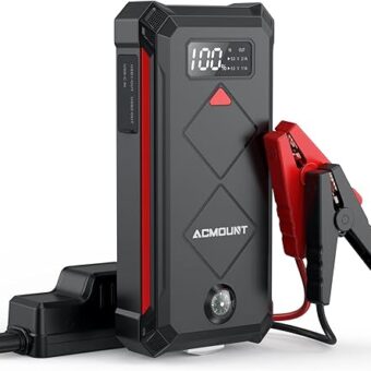 Car Jump Starter, 3000A Peak Lithium Jump Starter Battery Pack for Up to 10.0L Gas or 8.0L Diesel Engine, Safe 12V Portable Battery Starter Power Pack with LED Screen & LED Light