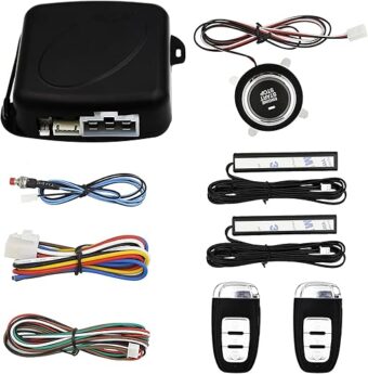 Car Keyless Entry Remote Starter PKE Push to Start Antitheft Alarm System 12V Car Keyless Go Push Button Engine Start/Stop with 2 Smart Key (Upgrade)