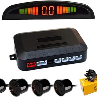 Car Parking Sensors, 4 Sensors Kit Parking Sensors, Radar Buzzer, Desplay LED, Acoustic Car Reverse Backup System (Black)