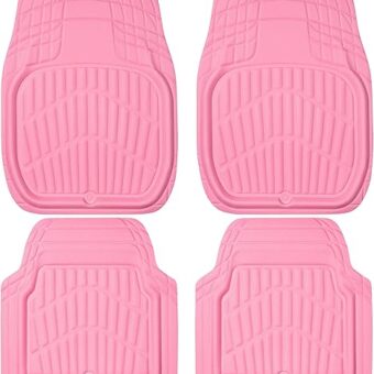 CAR PASS 4 Piece Leather Car Floor Mats -3D Cute Girly Waterproof All Weather Car Mat Full Set, Universal Trim to Fit & Anti-Slip Burr Bottom & Light Easy Clean for SUV Truck...