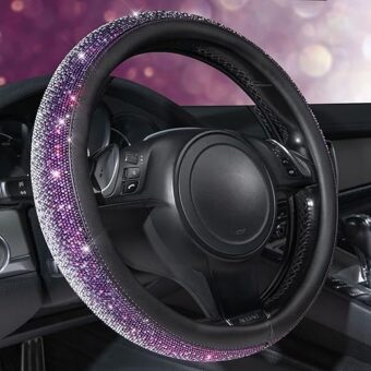 CAR PASS Bling Diamond Leather Steering Wheel Cover, Bling Sparkly Crystal Glitter Rhinestones Universal Fit 14" 1/2-15" Car Wheel Protector for Women Girl Fit...