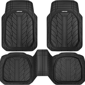 CAR PASS DeepDish Floor Mats for Cars, Heavy Duty Rubber Car Mats 3-Piece, Universal M~XL Size Trim-to Fit Automotive Floor Mats for Truck Van SUV Durable Waterproof All Weather...