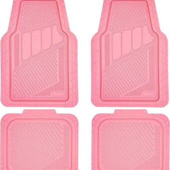 CAR PASS Heavy Duty Rubber Floor Mats Pink 4-Piece Car Mat Set - Universal Waterproof for SUV Truck, Durable All-Weather Mats，Car Women,Girly(All Pink)